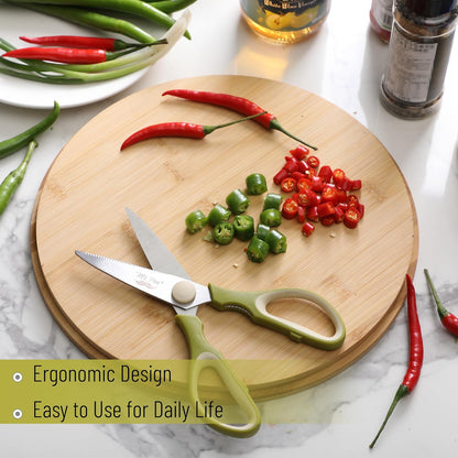 All Purpose Kitchen Shears with Protective Sheath, 8 Inch | Dishwasher Safe, Stainless Steel Food Scissors with Micro-Serrated Blades, Soft Grip Comfort Handle