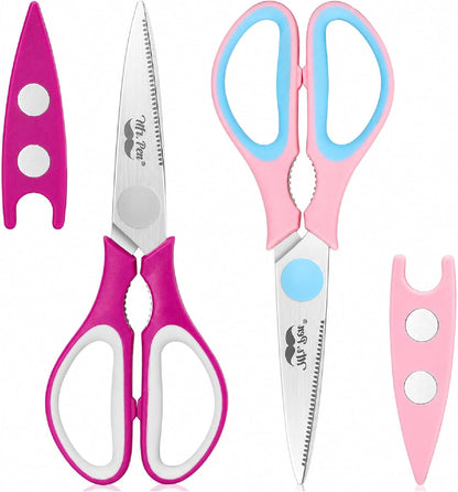 All Purpose Kitchen Shears with Protective Sheath, 8 Inch | Dishwasher Safe, Stainless Steel Food Scissors with Micro-Serrated Blades, Soft Grip Comfort Handle