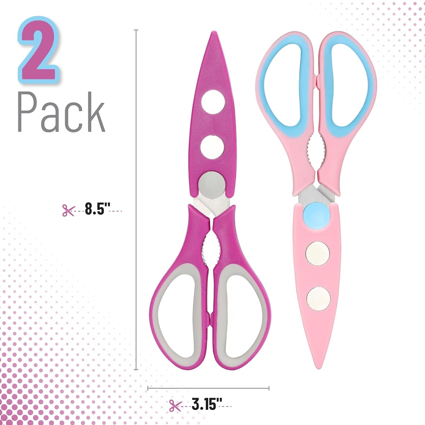 All Purpose Kitchen Shears with Protective Sheath, 8 Inch | Dishwasher Safe, Stainless Steel Food Scissors with Micro-Serrated Blades, Soft Grip Comfort Handle