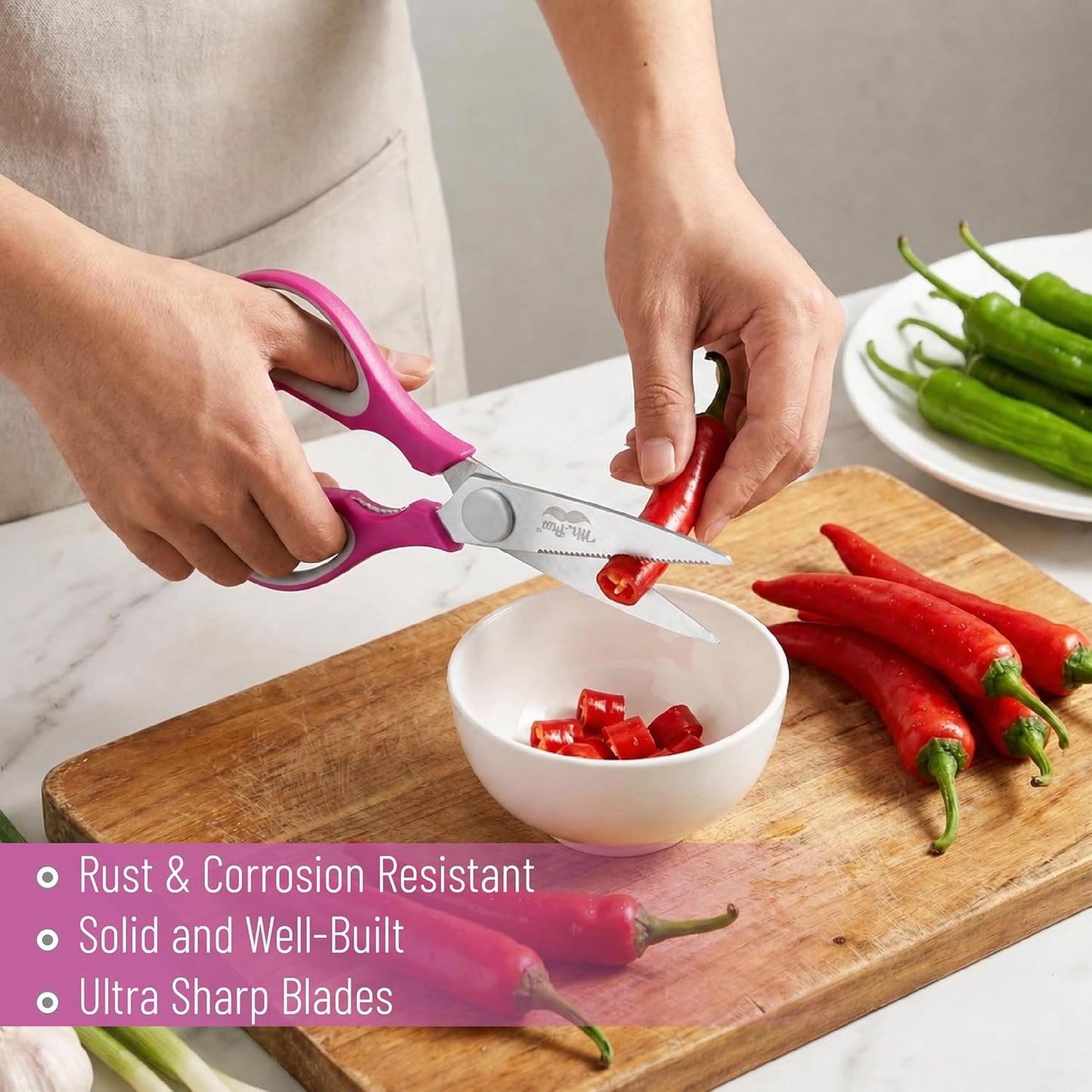 All Purpose Kitchen Shears with Protective Sheath, 8 Inch | Dishwasher Safe, Stainless Steel Food Scissors with Micro-Serrated Blades, Soft Grip Comfort Handle