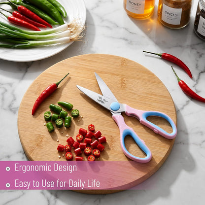 All Purpose Kitchen Shears with Protective Sheath, 8 Inch | Dishwasher Safe, Stainless Steel Food Scissors with Micro-Serrated Blades, Soft Grip Comfort Handle