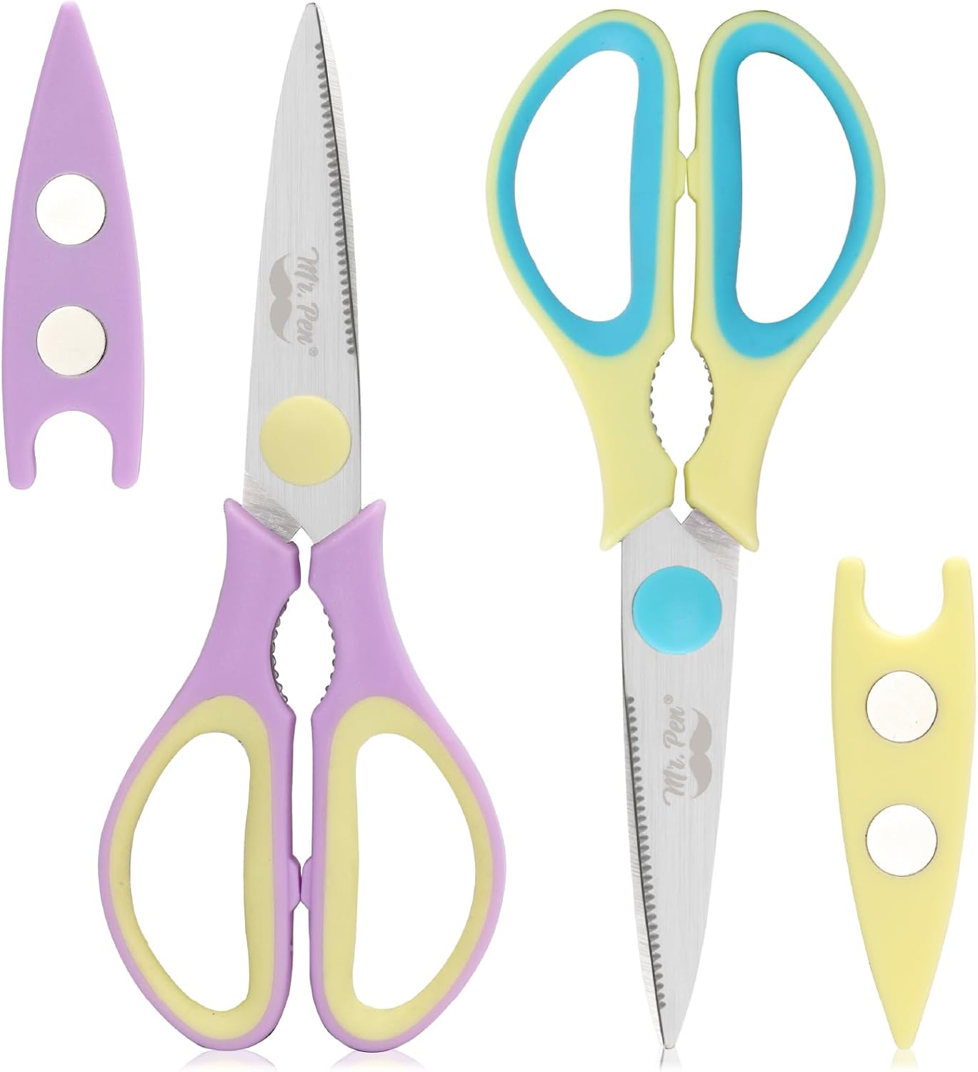 All Purpose Kitchen Shears with Protective Sheath, 8 Inch | Dishwasher Safe, Stainless Steel Food Scissors with Micro-Serrated Blades, Soft Grip Comfort Handle