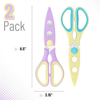 All Purpose Kitchen Shears with Protective Sheath, 8 Inch | Dishwasher Safe, Stainless Steel Food Scissors with Micro-Serrated Blades, Soft Grip Comfort Handle