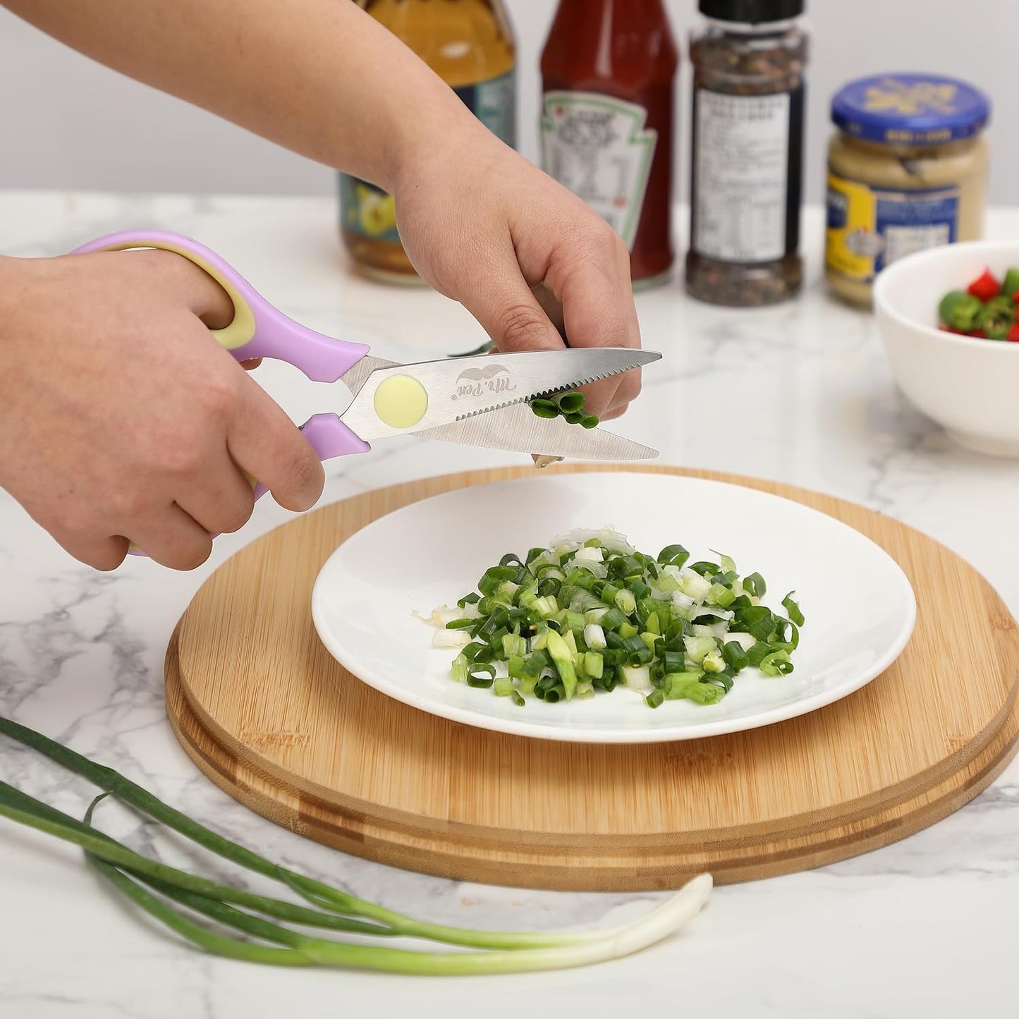 All Purpose Kitchen Shears with Protective Sheath, 8 Inch | Dishwasher Safe, Stainless Steel Food Scissors with Micro-Serrated Blades, Soft Grip Comfort Handle