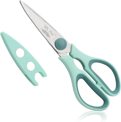 All Purpose Kitchen Shears with Protective Sheath, 8 Inch | Dishwasher Safe, Stainless Steel Food Scissors with Micro-Serrated Blades, Soft Grip Comfort Handle