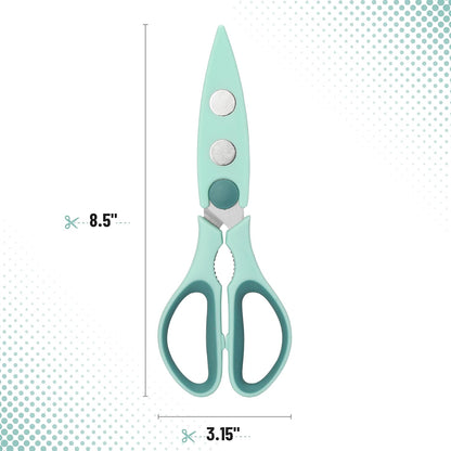 All Purpose Kitchen Shears with Protective Sheath, 8 Inch | Dishwasher Safe, Stainless Steel Food Scissors with Micro-Serrated Blades, Soft Grip Comfort Handle