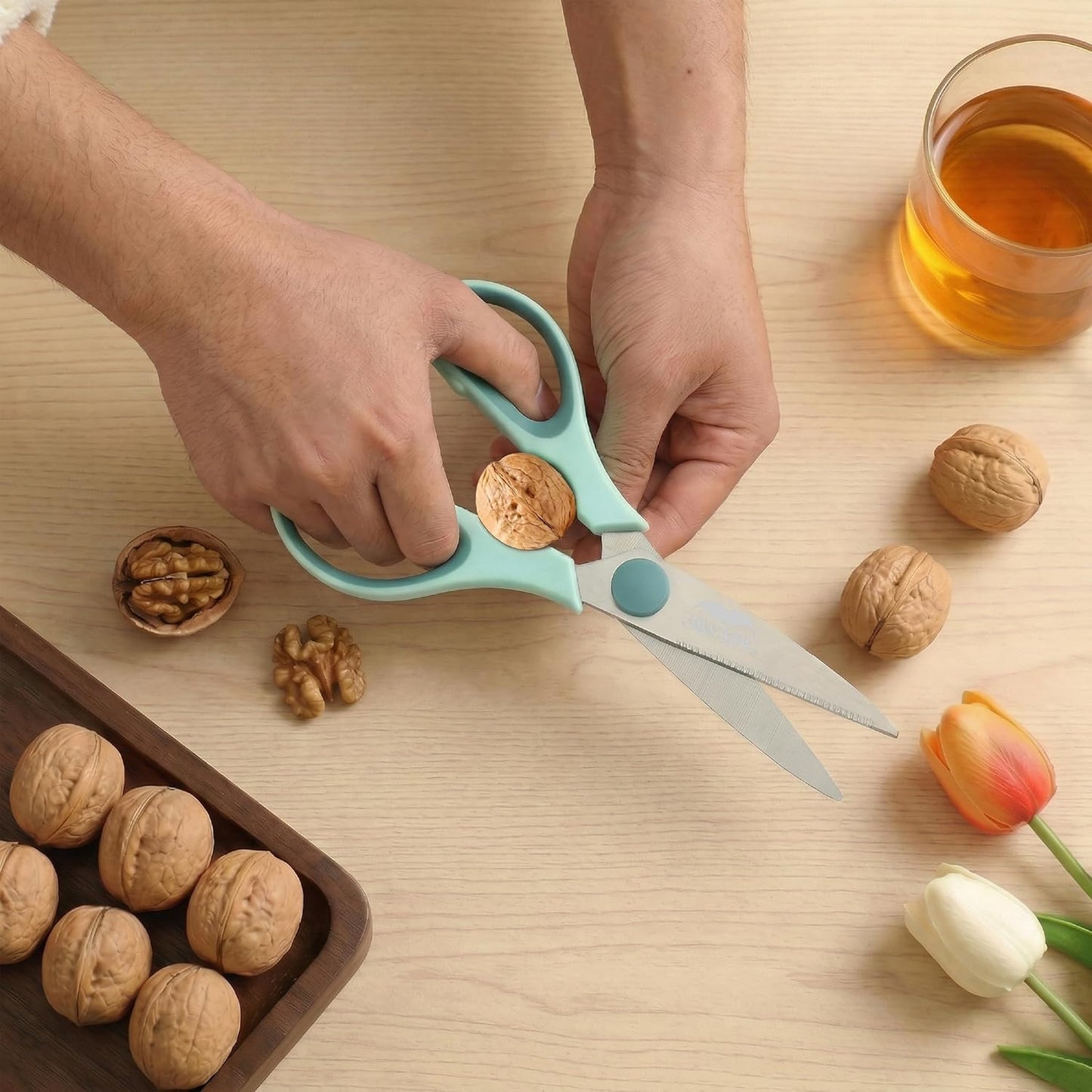 All Purpose Kitchen Shears with Protective Sheath, 8 Inch | Dishwasher Safe, Stainless Steel Food Scissors with Micro-Serrated Blades, Soft Grip Comfort Handle