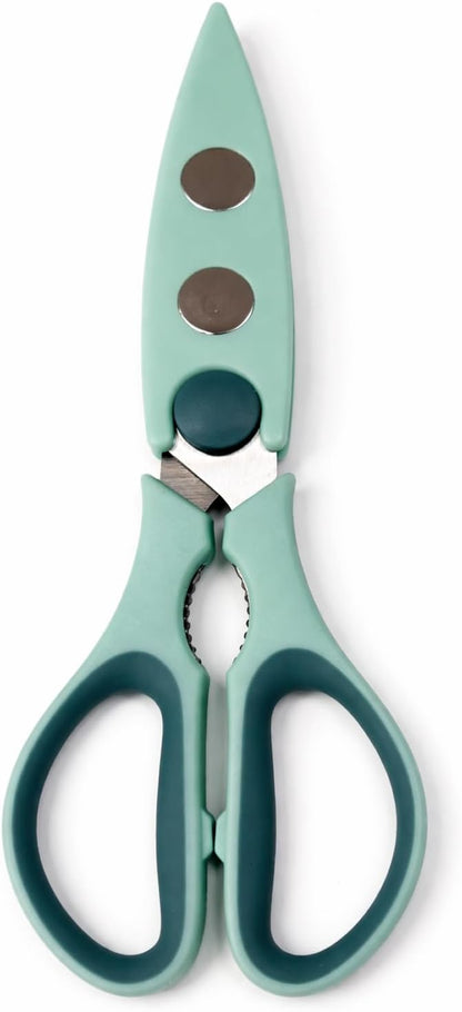 All Purpose Kitchen Shears with Protective Sheath, 8 Inch | Dishwasher Safe, Stainless Steel Food Scissors with Micro-Serrated Blades, Soft Grip Comfort Handle