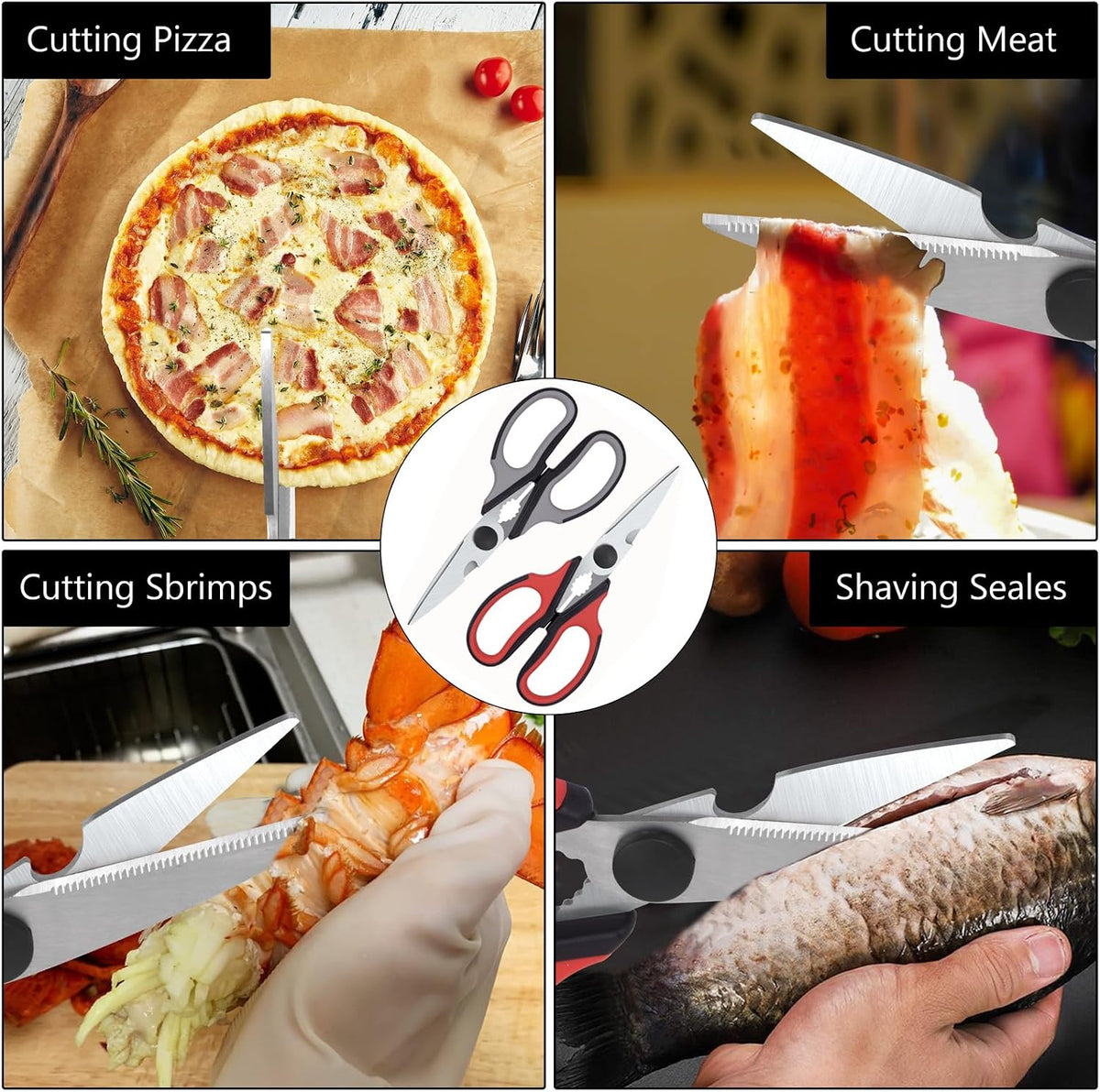 Left Handed Scissors Kitchen Shears, Meat Scissors Poultry Shears 2 Pack