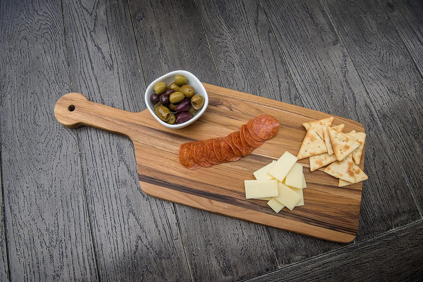 7215 Teak Wood Edge Grain Kitchen Cutting and Serving Board, Small, 12" x 9" x 5/8"