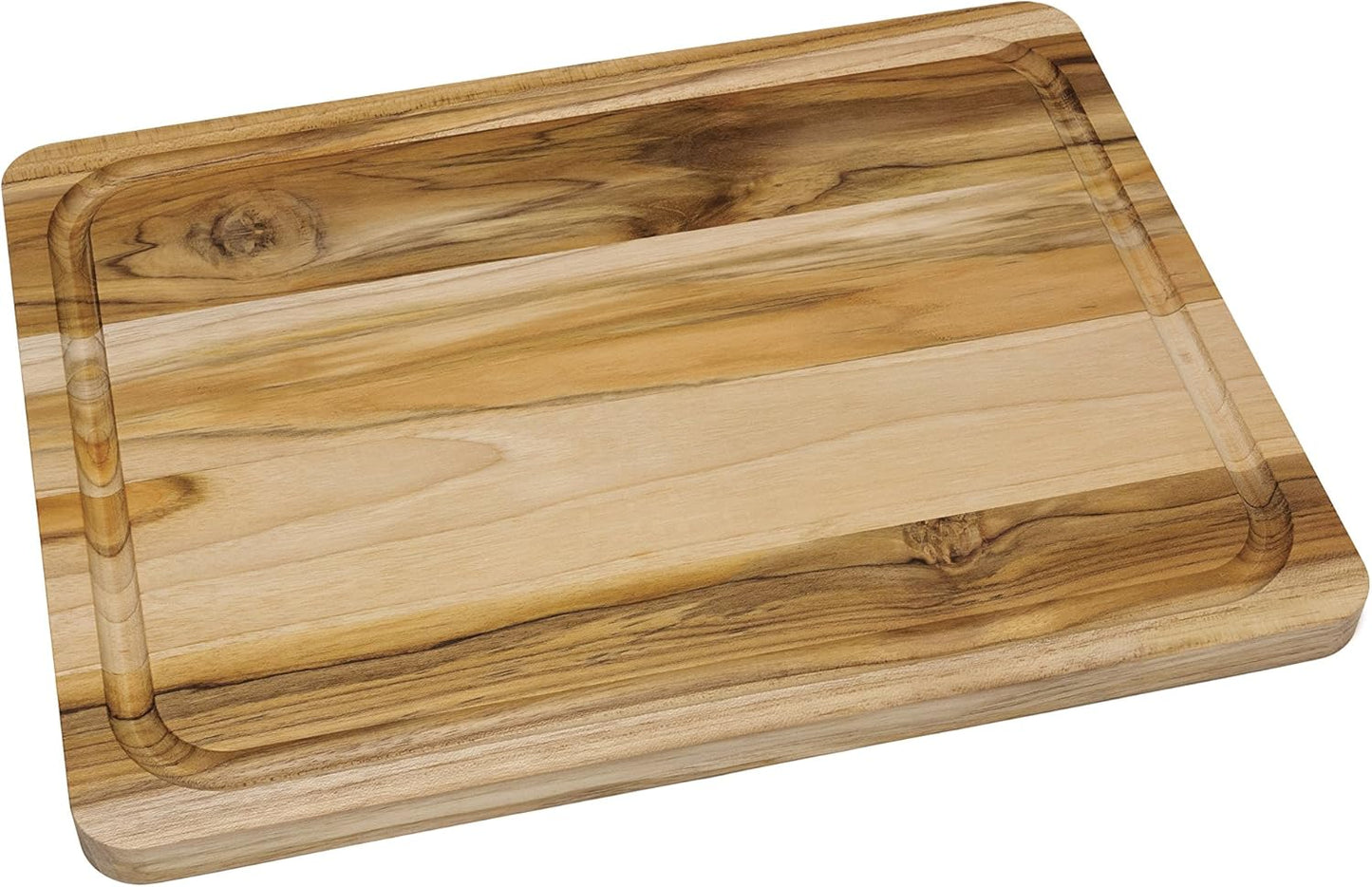7215 Teak Wood Edge Grain Kitchen Cutting and Serving Board, Small, 12" x 9" x 5/8"