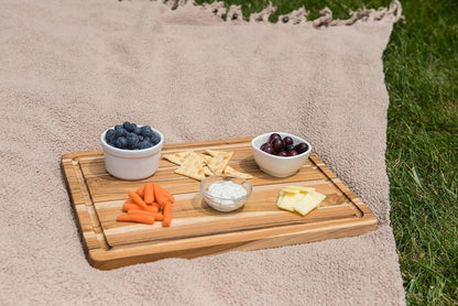 7215 Teak Wood Edge Grain Kitchen Cutting and Serving Board, Small, 12" x 9" x 5/8"