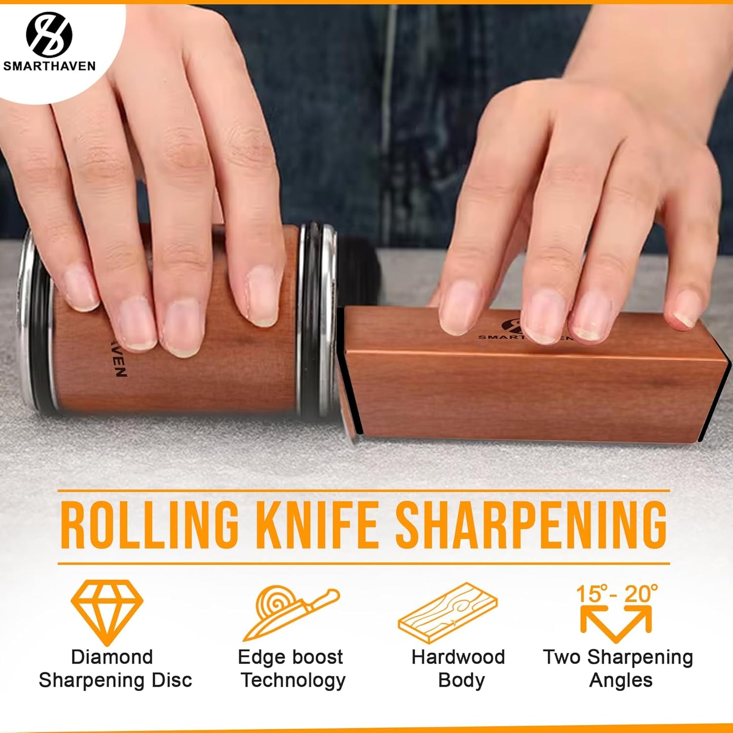 Premium Rolling Knife Sharpener Kit Diamond Infused - Chef's Choice Knife Sharpener Roller for All Steel Hardness Levels - Kitchen Essentials