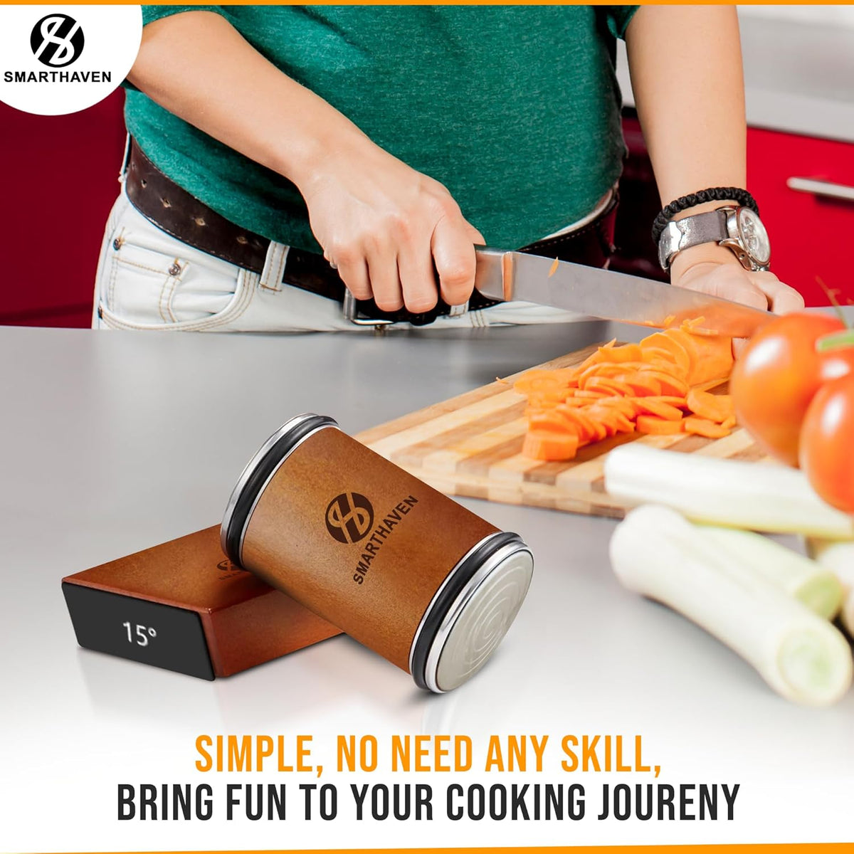 Premium Rolling Knife Sharpener Kit Diamond Infused - Chef's Choice Knife Sharpener Roller for All Steel Hardness Levels - Kitchen Essentials