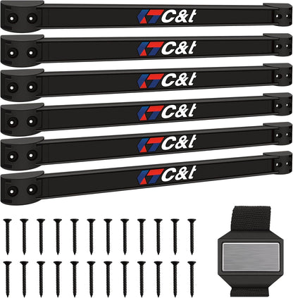 Magnetic Storage Organizer Tool Holder, Magnetic Tool Holder Strip, 6-Pack Magnetic Tool Bar,1-Pack Wrist Magnetic Holder for Garage,Shop and Kitchen | Garage Wall Mount Rack- Mounting Screws Included