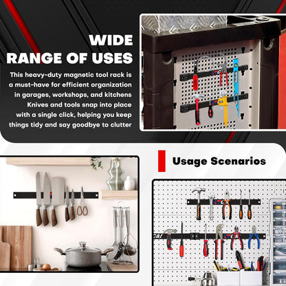 Magnetic Storage Organizer Tool Holder, Magnetic Tool Holder Strip, 6-Pack Magnetic Tool Bar,1-Pack Wrist Magnetic Holder for Garage,Shop and Kitchen | Garage Wall Mount Rack- Mounting Screws Included