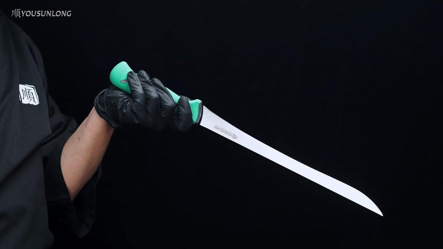 Slicing Knife 12"(305mm) - Premium High-carbon molybdenum steel blade - Meat & Ham Slicer - Ergonomic & non-slip handle