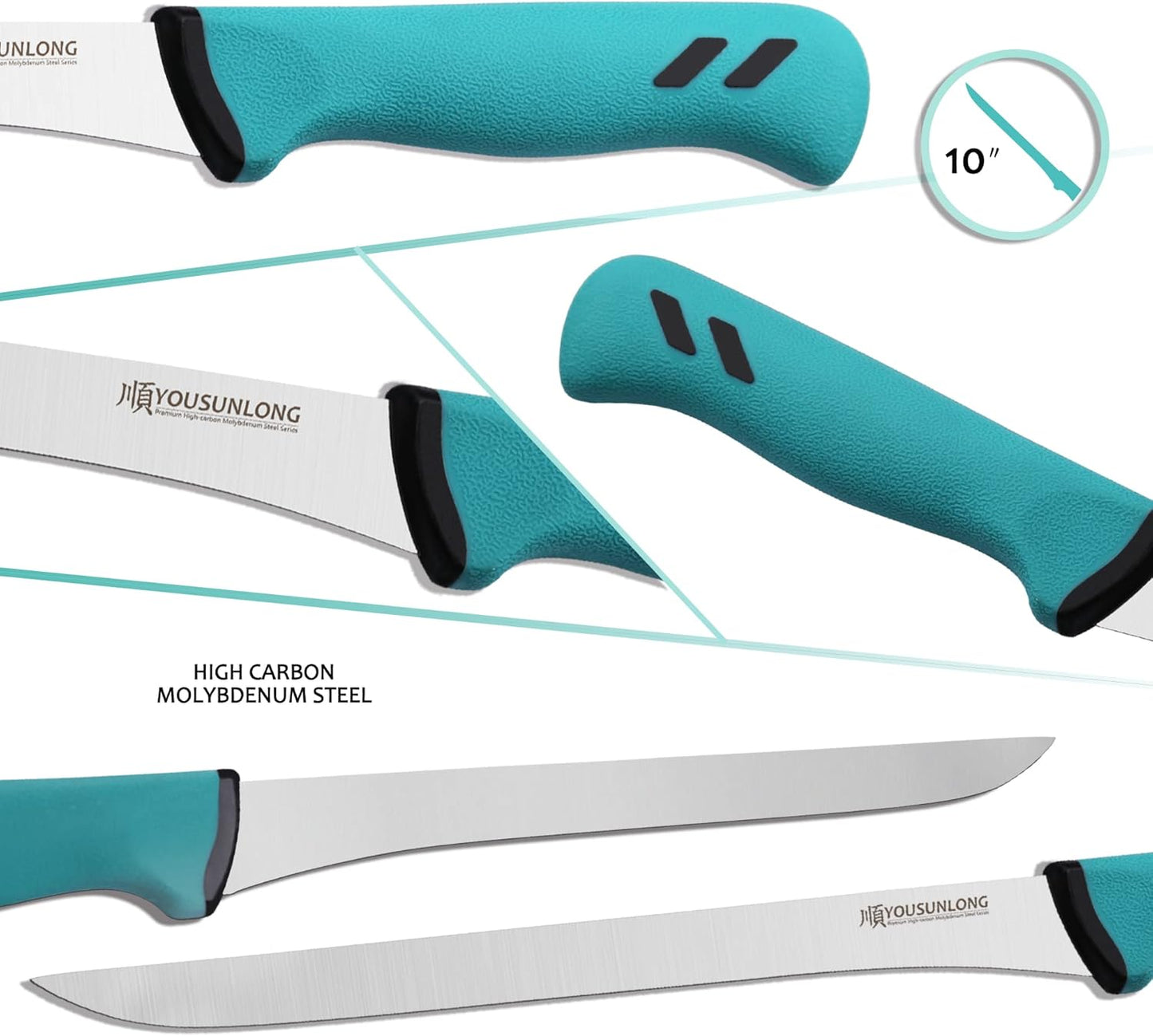 Slicing Knife 12"(305mm) - Premium High-carbon molybdenum steel blade - Meat & Ham Slicer - Ergonomic & non-slip handle