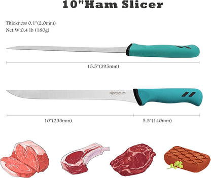 Slicing Knife 12"(305mm) - Premium High-carbon molybdenum steel blade - Meat & Ham Slicer - Ergonomic & non-slip handle