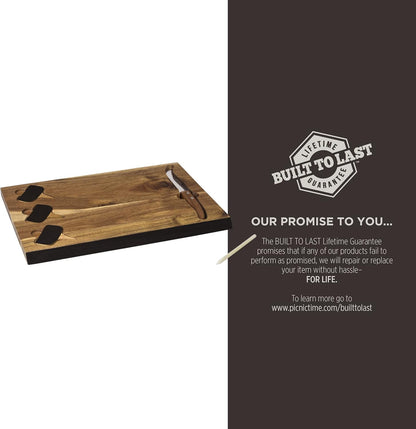PICNIC TIME Disney Ratatouille Delio Cheese Board Knife Set Charcuterie Serving Board with Cheese Markers Chalkboard Message Area Acacia Cutting Board, (Acacia Wood)