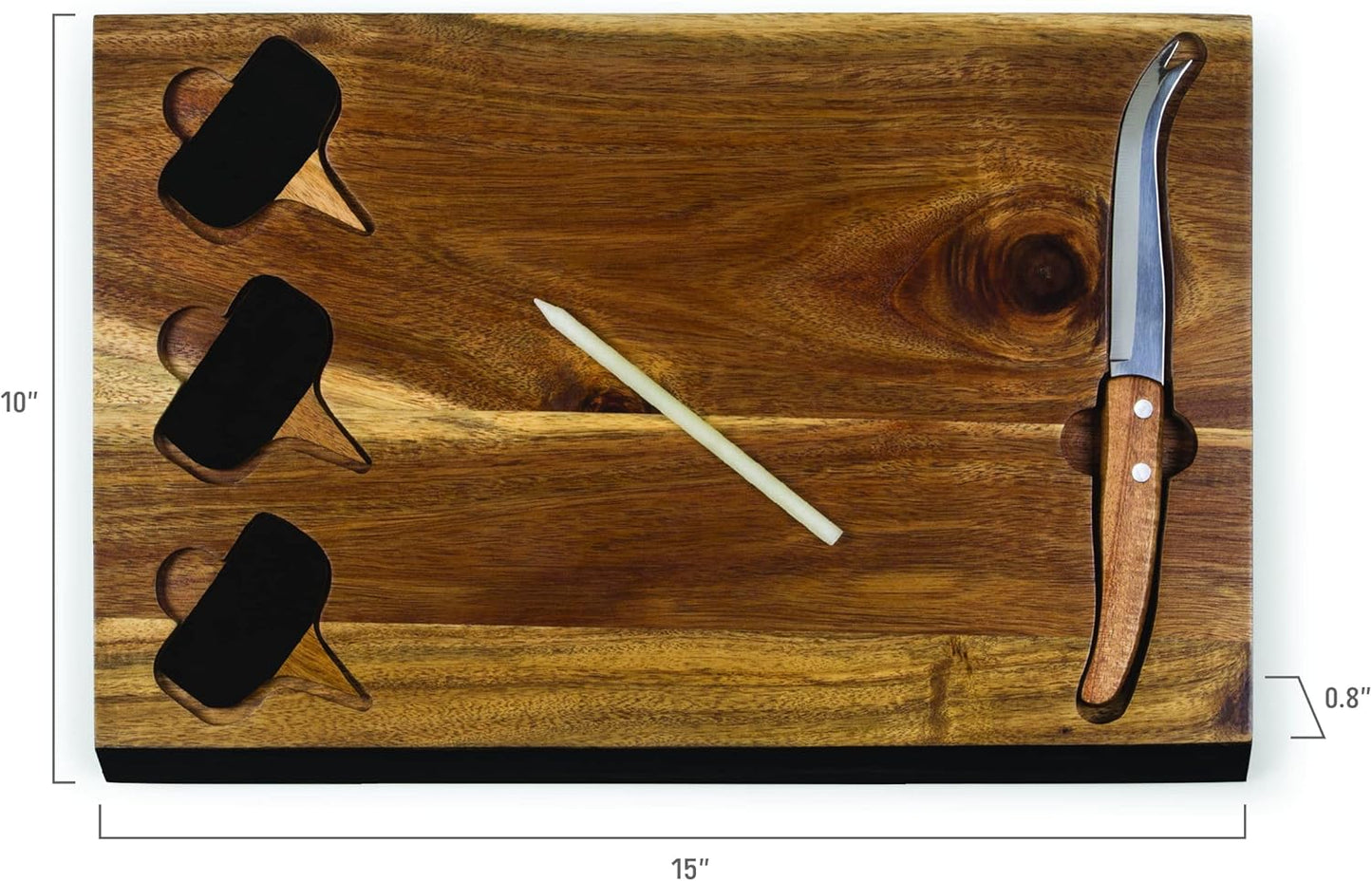 PICNIC TIME Disney Ratatouille Delio Cheese Board Knife Set Charcuterie Serving Board with Cheese Markers Chalkboard Message Area Acacia Cutting Board, (Acacia Wood)