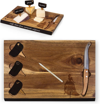 PICNIC TIME Disney Ratatouille Delio Cheese Board Knife Set Charcuterie Serving Board with Cheese Markers Chalkboard Message Area Acacia Cutting Board, (Acacia Wood)