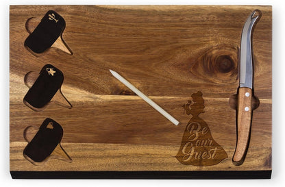 PICNIC TIME Disney Ratatouille Delio Cheese Board Knife Set Charcuterie Serving Board with Cheese Markers Chalkboard Message Area Acacia Cutting Board, (Acacia Wood)