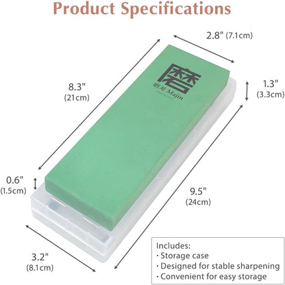 SAMURAI Ceramic Whetstone Majin Made in Japan Japanese Knife Sharpening Stone with Base for Kitchen and Professional Use (#1000)