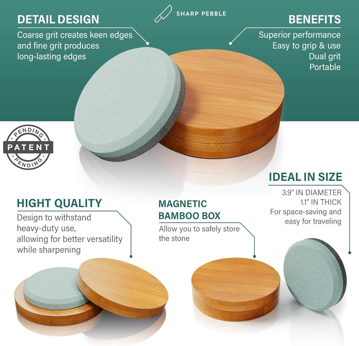 Puck/Disk - Axe/Hatchet Whetstone Sharpening Stone | Coarse 150 Grit Sharpens Dull Edges, Fine 320 Grit Restores & Refines the Finish- Easy Grip Ergonomic Whetstone