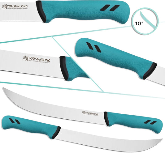 Cimeter Butcher Knife - 10" (255mm) Curved Blade - Premium High-carbon Molybdenum Steel - Ergonomic Non-slip Handle