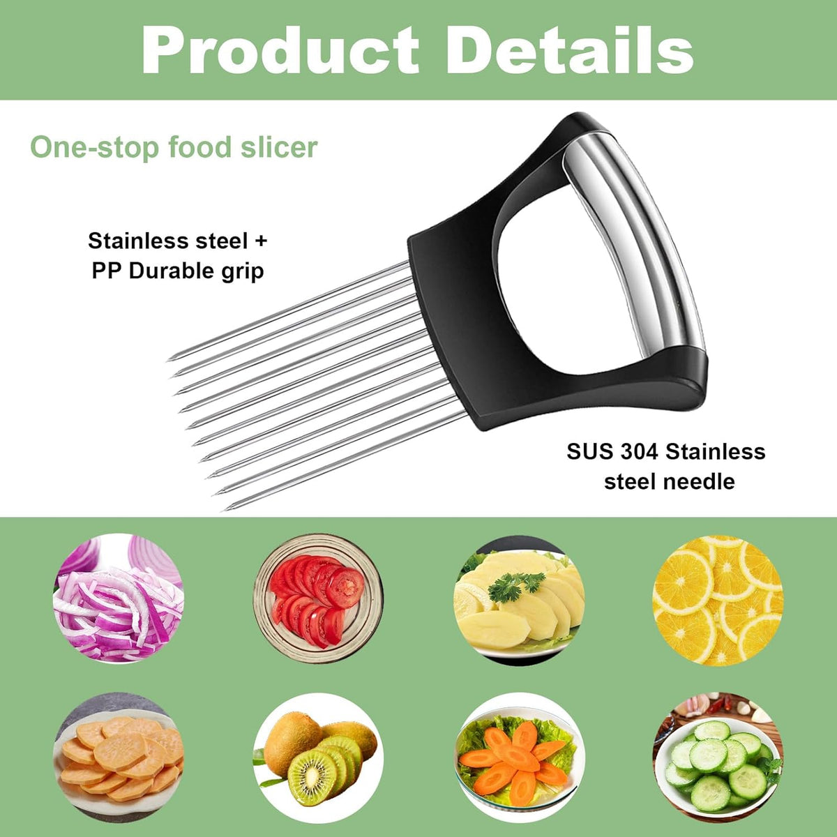 Stainless Steel Onion Holder for Slicing & Crinkle Cutter, for Home Kitchen