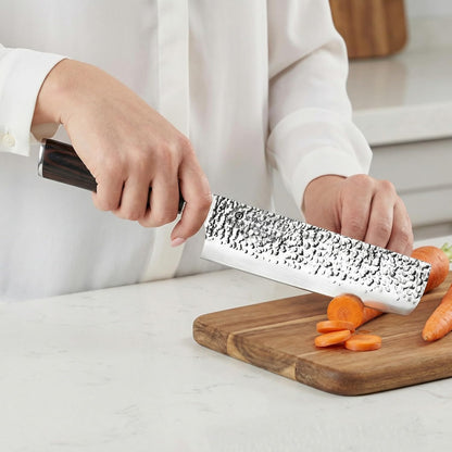 Nakiri Knife, Razor Sharp 7 Inch Multipurpose Vegetable Japanese Chef Knife, High Carbon Stainless Steel Meat Cleaver, Gyutou Knife with Ergonomic Handle, Birthday Gift