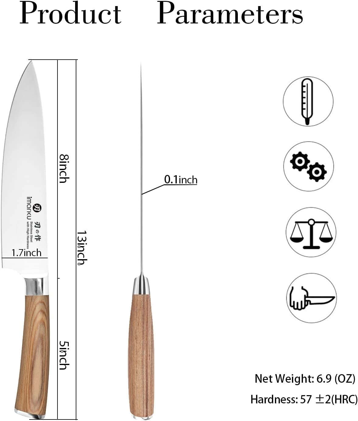 Nakiri Knife, Razor Sharp 7 Inch Multipurpose Vegetable Japanese Chef Knife, High Carbon Stainless Steel Meat Cleaver, Gyutou Knife with Ergonomic Handle, Birthday Gift