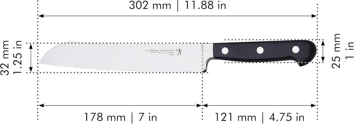 Classic Razor-Sharp 7-inch Bread Knife, Cake Knife, German Engineered Informed by 100+ Years of Mastery