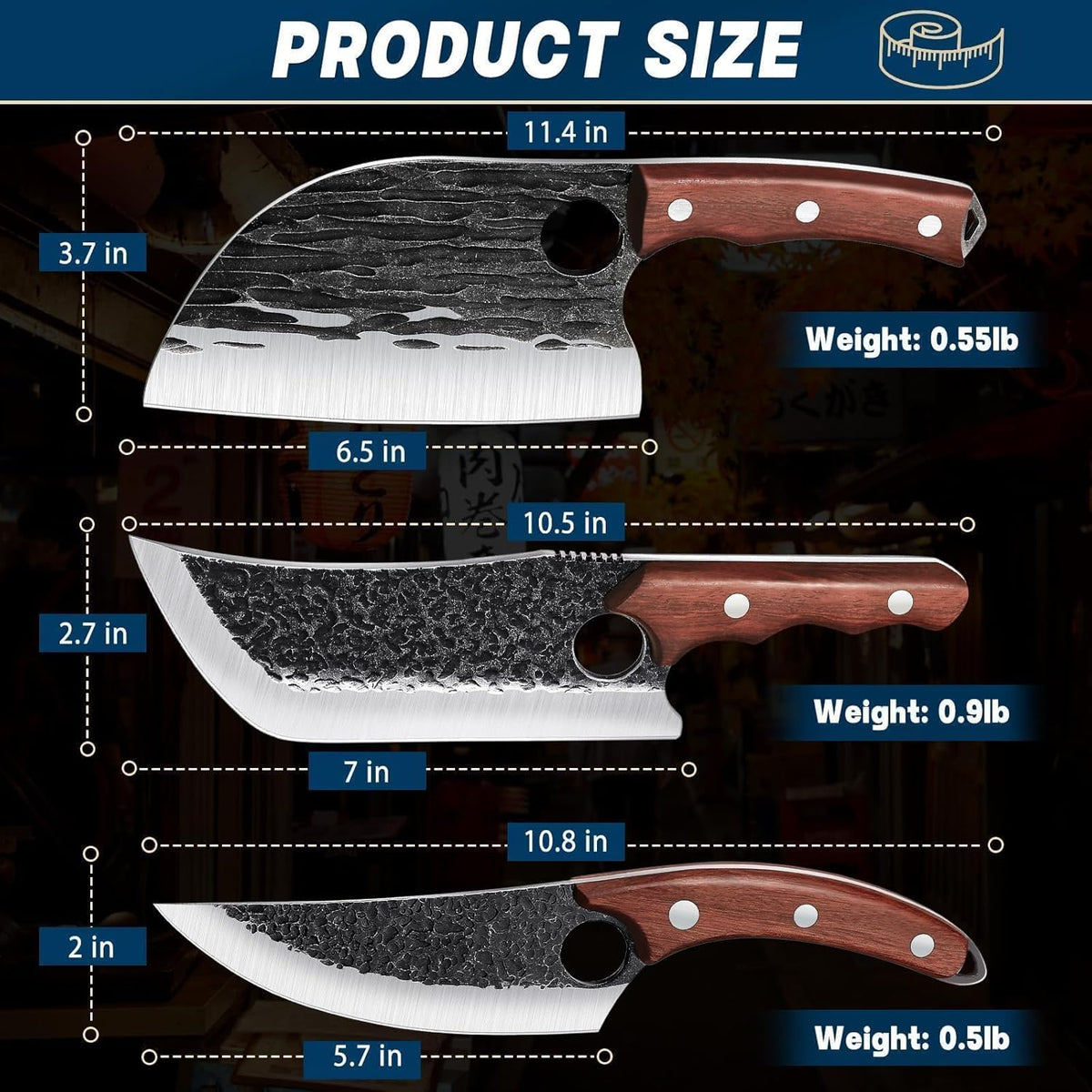 TAN REN 17PCS Butcher Knife Set with Bag, High Carbon Steel BBQ Knife Set | Meat Knife Set, Hand Forged Kitchen Chef Knives for Men Home & Outdoor Cooking