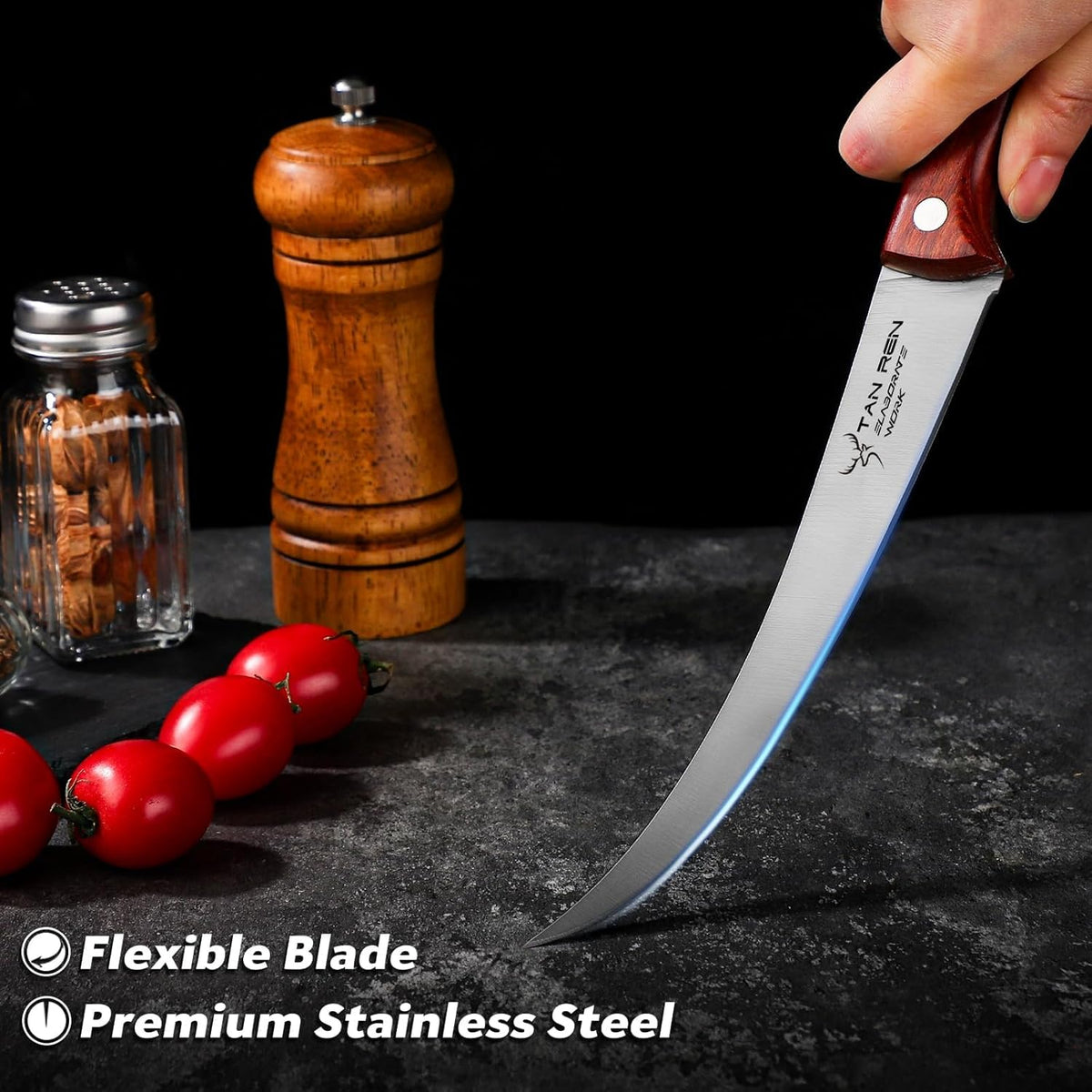 TAN REN 17PCS Butcher Knife Set with Bag, High Carbon Steel BBQ Knife Set | Meat Knife Set, Hand Forged Kitchen Chef Knives for Men Home & Outdoor Cooking