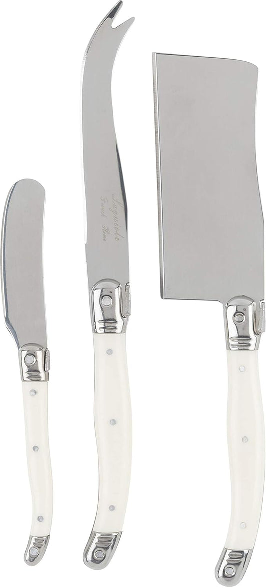 Set of 3 Cheese Knives with Ivory Colored Handles