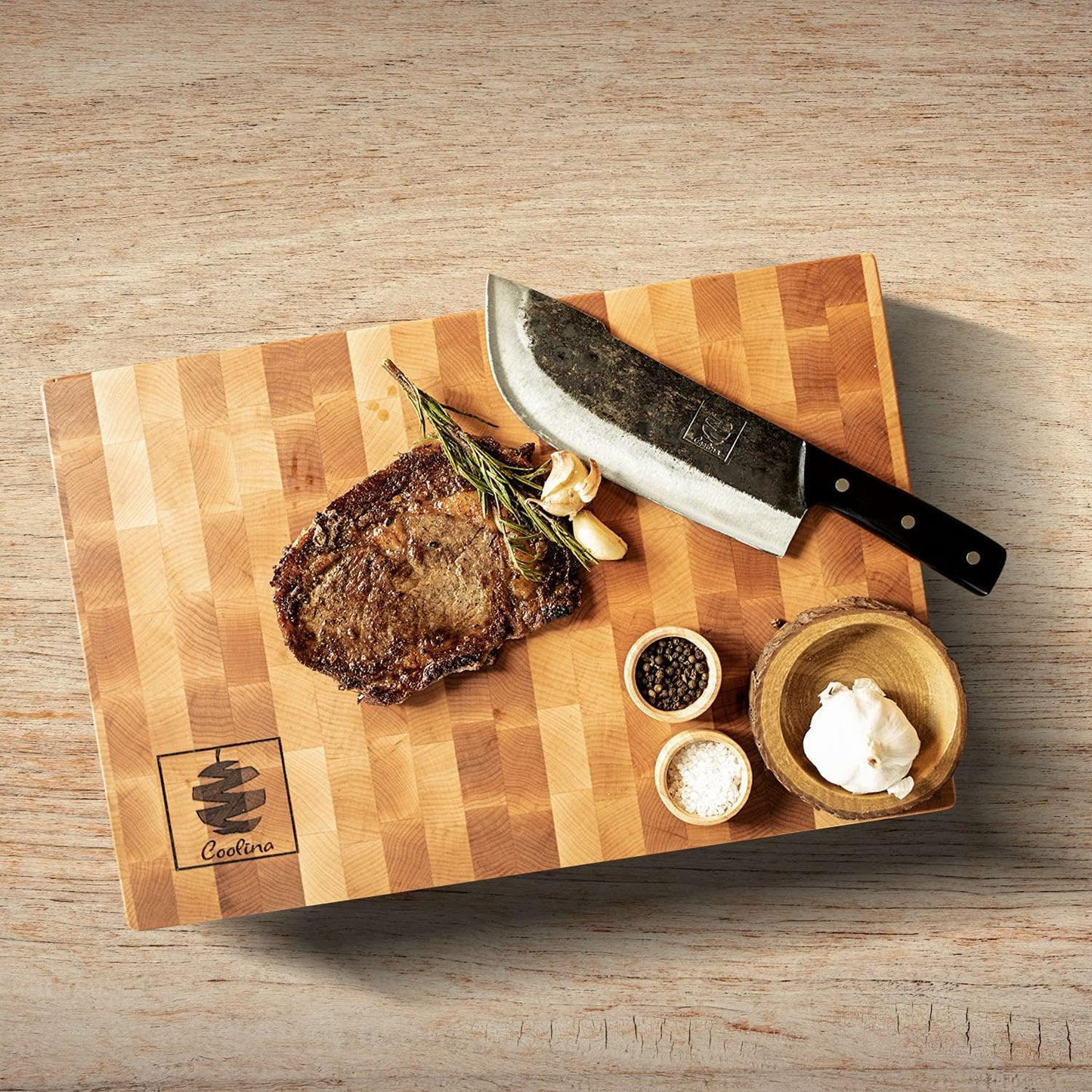 Daozi 8" Butcher Knife, Hand-Forged High-Carbon Cleaver | Heavy-duty meat cutting, slicing, chopping, brisket & BBQ. Full tang forged blade with ergonomic wood handle.