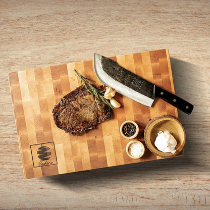 Daozi 8" Butcher Knife, Hand-Forged High-Carbon Cleaver | Heavy-duty meat cutting, slicing, chopping, brisket & BBQ. Full tang forged blade with ergonomic wood handle.