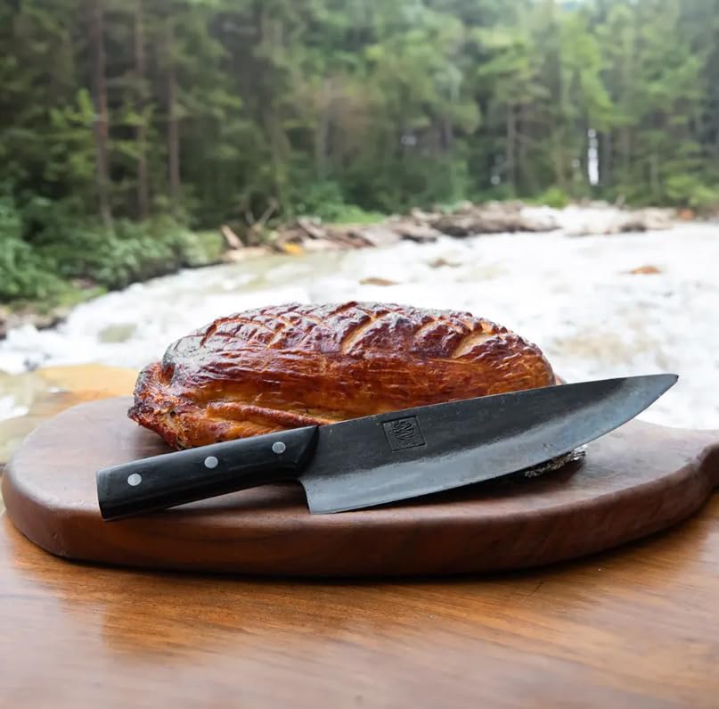 Daozi 8" Butcher Knife, Hand-Forged High-Carbon Cleaver | Heavy-duty meat cutting, slicing, chopping, brisket & BBQ. Full tang forged blade with ergonomic wood handle.