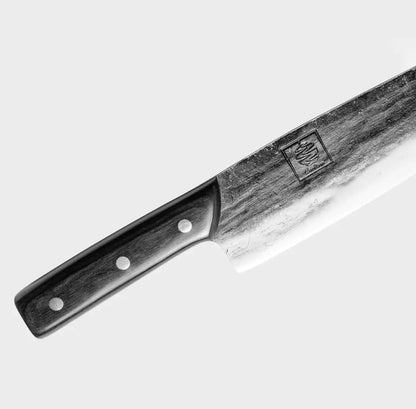 Daozi 8" Butcher Knife, Hand-Forged High-Carbon Cleaver | Heavy-duty meat cutting, slicing, chopping, brisket & BBQ. Full tang forged blade with ergonomic wood handle.