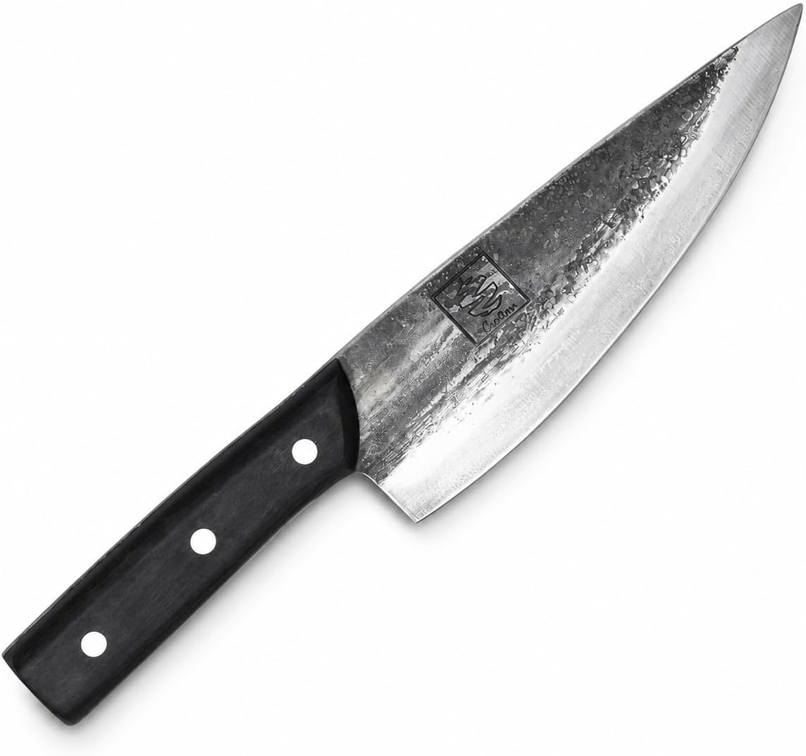 Daozi 8" Butcher Knife, Hand-Forged High-Carbon Cleaver | Heavy-duty meat cutting, slicing, chopping, brisket & BBQ. Full tang forged blade with ergonomic wood handle.