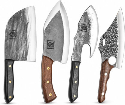 Daozi 8" Butcher Knife, Hand-Forged High-Carbon Cleaver | Heavy-duty meat cutting, slicing, chopping, brisket & BBQ. Full tang forged blade with ergonomic wood handle.