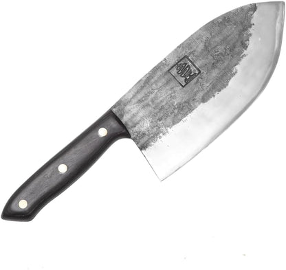 Daozi 8" Butcher Knife, Hand-Forged High-Carbon Cleaver | Heavy-duty meat cutting, slicing, chopping, brisket & BBQ. Full tang forged blade with ergonomic wood handle.