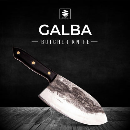 Daozi 8" Butcher Knife, Hand-Forged High-Carbon Cleaver | Heavy-duty meat cutting, slicing, chopping, brisket & BBQ. Full tang forged blade with ergonomic wood handle.