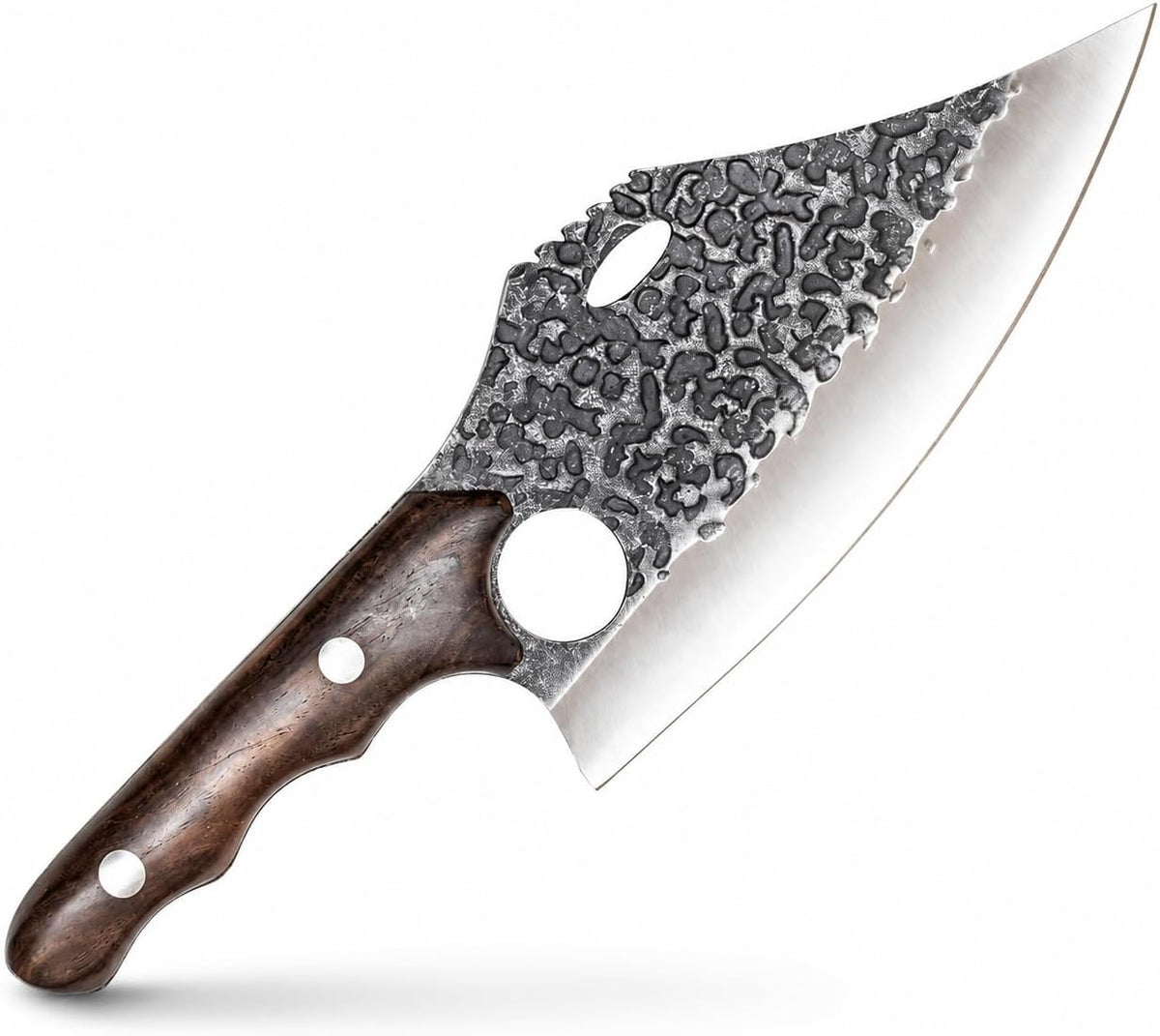 Daozi 8" Butcher Knife, Hand-Forged High-Carbon Cleaver | Heavy-duty meat cutting, slicing, chopping, brisket & BBQ. Full tang forged blade with ergonomic wood handle.