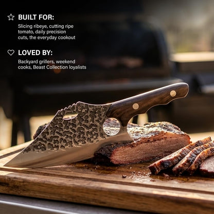 Daozi 8" Butcher Knife, Hand-Forged High-Carbon Cleaver | Heavy-duty meat cutting, slicing, chopping, brisket & BBQ. Full tang forged blade with ergonomic wood handle.