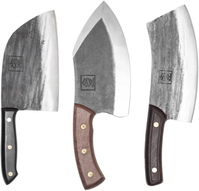 Daozi 8" Butcher Knife, Hand-Forged High-Carbon Cleaver | Heavy-duty meat cutting, slicing, chopping, brisket & BBQ. Full tang forged blade with ergonomic wood handle.