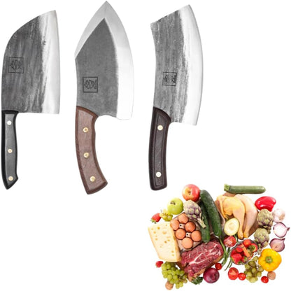 Daozi 8" Butcher Knife, Hand-Forged High-Carbon Cleaver | Heavy-duty meat cutting, slicing, chopping, brisket & BBQ. Full tang forged blade with ergonomic wood handle.