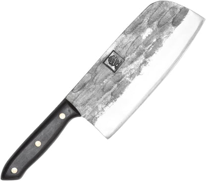 Daozi 8" Butcher Knife, Hand-Forged High-Carbon Cleaver | Heavy-duty meat cutting, slicing, chopping, brisket & BBQ. Full tang forged blade with ergonomic wood handle.
